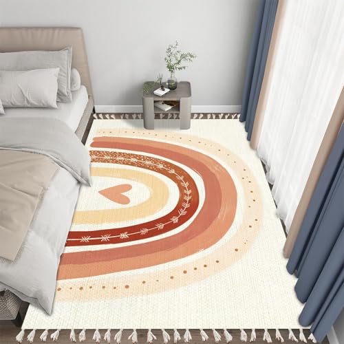 Scandinavian Boho Rainbow Print Nursery Rug Neutral Area Rug 4x6 Minimalist Kids Playroom Rugs Neutral Rugs Home Decor for Living Room, Bedroom, Patio, Indoor Outdoor - color: Multi3, size: 120x180cm