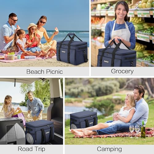 Soft Insulated Cooler Bag Collapsible Large Travel Coolers Soft Sided Coolers Ice Chest, Leakproof, Waterproof - color: blue