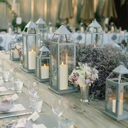 Yeelida Outdoor 4pcs Flameless Waterproof Candles with Handy Remote Control, Cycle Timer Battery Operated Candle Grease Effect LED Flickering Pillar Plastic Long Lasting (Ivory, 3" x4" 5" 6" 7") - color: Ivory, size: 4" 5" 6" 7"