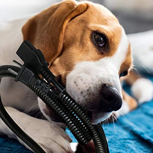 30 ft Dog Cat Cord Protector Electric Wires Covers Wire Loom Tubing Protect Wires from Rabbits, Cats and Other Pets - color: Black, size: 30ft