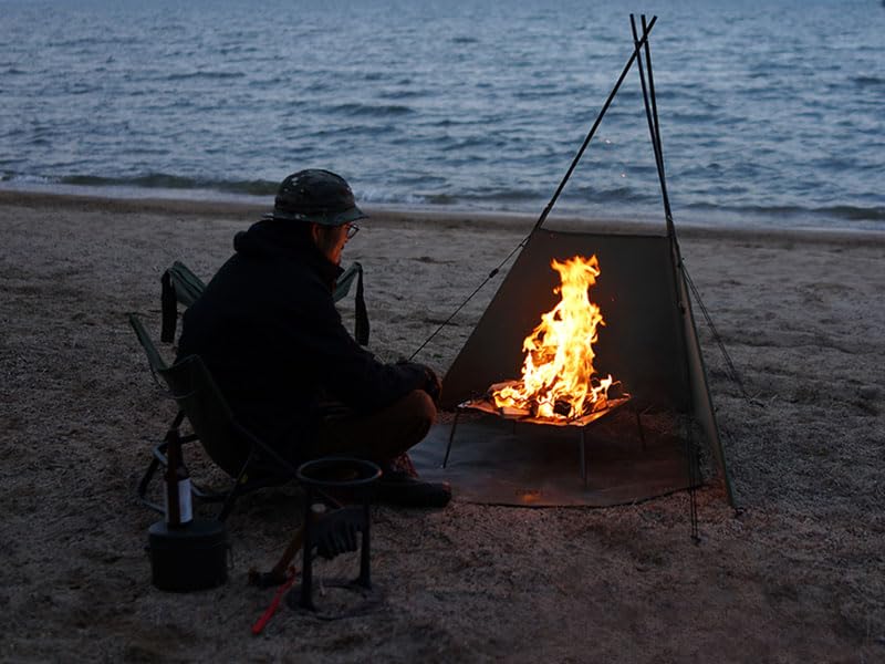 DOD Fire Break - Camping Stove Windscreen - Folding Camp Stove Windscreen with Storage Bag - Lightweight Camping Fire Wind for Outdoor, Camping, Picnic, Cooking - color: Black