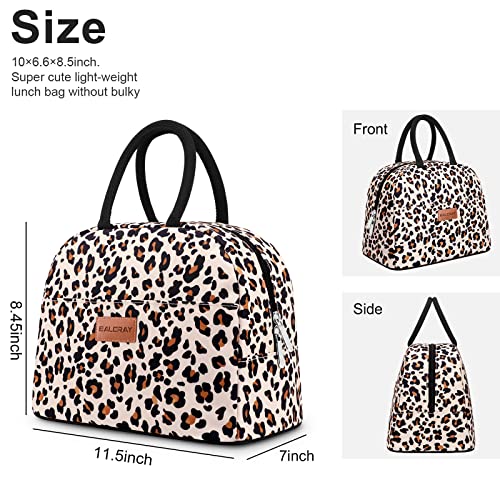 BALORAY Lunch Bag for Women Men Insulated Lunch Box for Adult Reusable Lunch Tote Bag for Work, Picnic or Travel - color: Beige with leopard, size: L