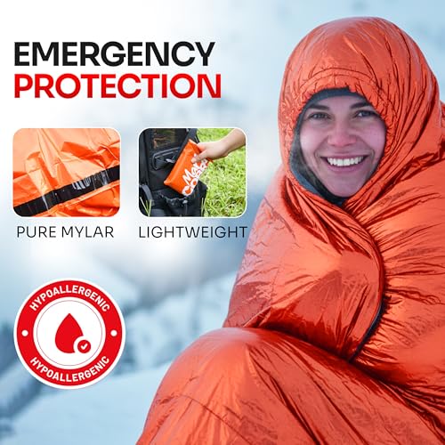Emergency Sleeping Bag for Survival Gear and Supplies Life Bivy Sack Waterproof Mylar Emergency Blankets for Survival Kit Car Camping Gear Hiking Tac Bivvy Go Bags Supplies Sleep Sacks Shelter - size: [1 Pack]