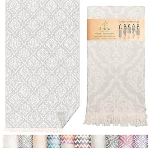 Premium Turkish Beach Towel (35”x 67”) – Lightweight, Quick Dry Beach Towel, Sand-Free, 100% Cotton – Ren Grey Color - color: Renaissance Light Grey