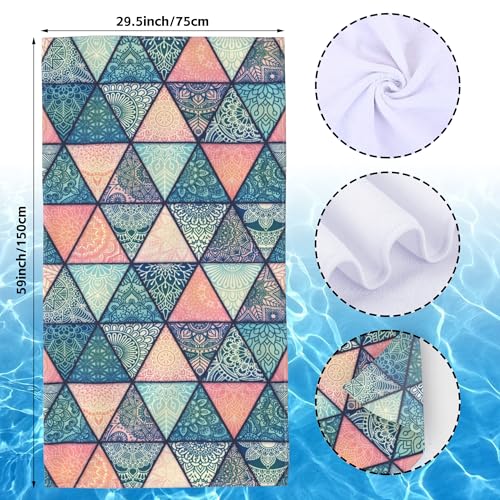 Microfiber Beach Towels,Vintage Ottoman Motifs Mandala Oversized Absorbent Bath Towels,Soft Quick Dry Thin Camping Towel for Adults Women Men,29.5"×59" - color: Vintage Ottoman Motifs Mandala