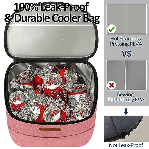 Camping Cooler Backpack 30 45 Cans, Soft Backpack Coolers Insulated Leak Proof Travel Cooler Bag Waterproof Lunch Picnic Beach Work Trip Thermal Bag Drink Beverage Beer Bag Cooler - color: Coral Red, size: 30 Cans