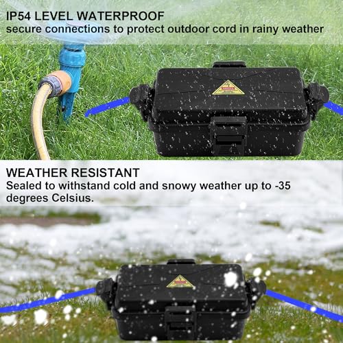 Outdoor Electrical Box Waterproof IP54 Black Outdoor Extension Cord Cover(Inner 6.5 x 3.5 x 2.2inch), Wall-Hangable Waterproof Box for Plug, Halloween, Christmas String Lights (1 PCS Black) - color: 1 PCS Black