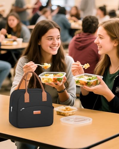 HOTOR Lunch Bag for Women & Men - Wear-Resistant Insulated Lunch Box with Large Capacity, Multi-Functional Cooler Bag for Office, Picnic, Black, 10L,10.60" x 5.90" x 9.50" - color: Black, size: 10L