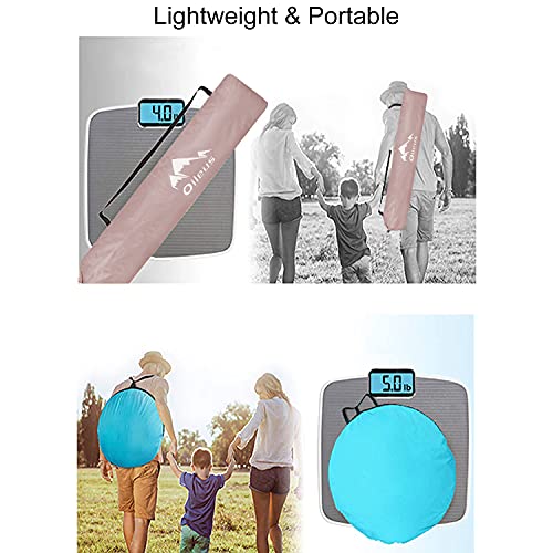 Oileus X-Large 4 Person Beach Tent Sun Shelter - Portable Sun Shade Instant Tent for Beach with Carrying Bag, Stakes, 6 Sand Pockets, Anti UV for Fishing Hiking Camping, Waterproof Windproof, Pink - color: Pink