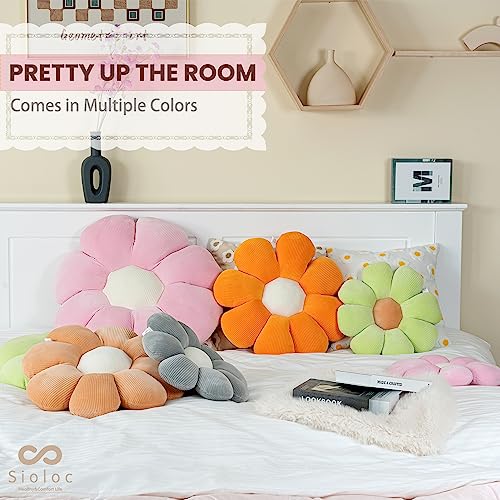 Sioloc Flower Shaped Throw Pillow Butt Cushion, Seating Cushion, Cute Room Decor & Plush Pillow for Bedroom Sofa Chair (Blush, 15.7") - color: Blush