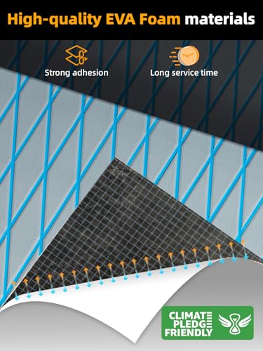 FOCEAN Boat Flooring EVA Foam Boat Decking Marine Mat Non-Slip Self-Adhesive Flooring Sheet for Motorboat Jon Boats Bass Boat Kayak RV Floor, 94.5''x 47.2'', Grey with Blue Lines - color: Grey With Blue Lines, size: 94.5"L x 47.2"W x 0.2"Th