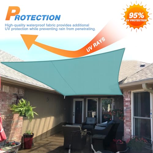 TANG 5'x6' Waterproof Sun Shade Sail Rectangle Outdoor Canopy UV Block Shade Cloth with Curved Edge for Patio Backyard Pool Pergola Cover, Turquoise - color: Turquoise, size: 5'x6'
