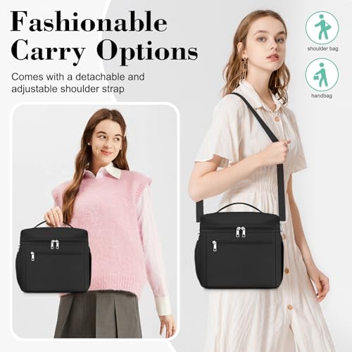 DALINDA Insulated Lunch Bag Lunch Box for Women Men,Leak-Proof Cooler Bag Lunchbox Lightweight for Work Picnic,Study,Beach,Camping,Travel - color: Black, size: 13L Large · Slightly Larger