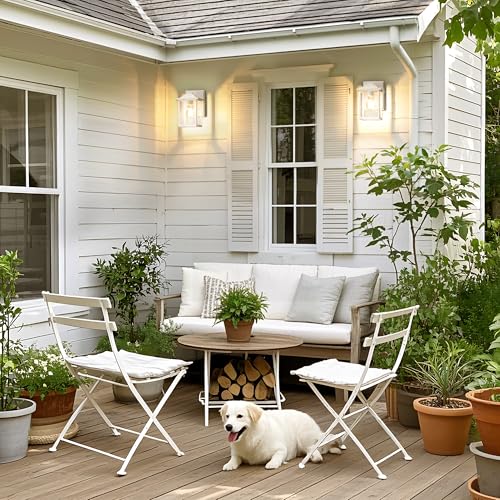 MATAMEYE Outdoor Wall Lantern, Exterior Waterproof Wall Sconce Light Fixture, White Front Door Mounted Lighting with Glass, Anti-Rust Porch Lamp - color: White, size: 8.08 inch