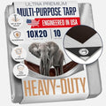 10x20 Heavy Duty Tarp, 10 Mil Thick, Waterproof, Tear & Fade Resistant, High Durability, UV Treated, Grommets Every 18 Inches. (Silver/Brown - Reversible) (10 x 20 Feet) - size: 10x20
