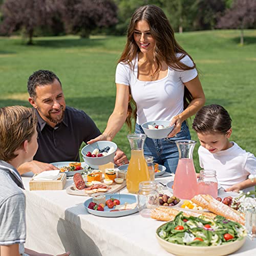 Grow Forward Premium Wheat Straw Plates and Bowls Sets - 8-Piece Wheat Straw Dinnerware Sets - Unbreakable & Reusable Microwave Safe Plastic Dinner Plates for Outdoors, RV, Camping Dishes - Glacier - color: Glacier Blue