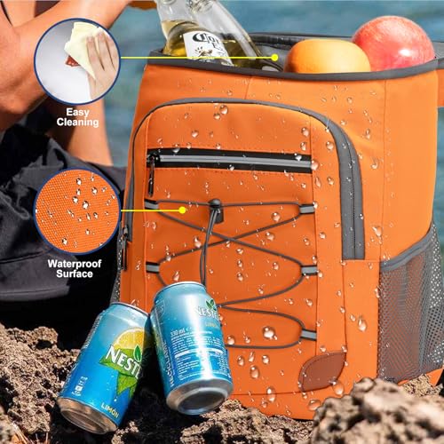 Backpack Cooler Insulated Leak Proof, Lightweight Soft Sided Cooler Backpack for Men Women, Waterproof Beach Cooler Bag Lunch Backpack for Camping Hiking Picnic Fishing Travel Outdoor - color: orange, size: 36 Cans