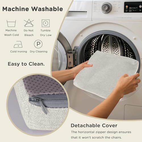 AddGrace Anti-Slip Bar Stool Cushions Square Bar Stool Seat Cushions with Ties Set of 4 Small Square Chair Pads with Machine Washable Cover 12"X12"X2" (Silver Grey) - color: Silver Grey