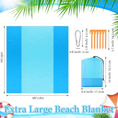 Drydiet Extra Large Beach Blanket Sandproof Waterproof 10 x 9 ft Beach Mat for 2-8 Adults Oversized Quick Drying Outdoor Picnic Blanket Lightweight Sand Free Mat for Travel Camping Hiking(Blue Cyan) - color: Blue Cyan