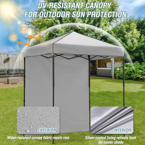 EAGLE PEAK 6x4 Instant Pop Up Canopy Tent with 1 Side Wall Panel, Straight Leg Sun Shelter, Portable Canopy with Carry Bag for Camping, Beach & Sports, Gray - color: Gray, size: One Wall