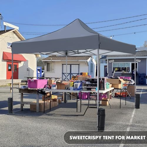 OLIXIS 10x10 Ft Pop Up Canopy Tent, Waterproof Portable Outdoor Shade Canopy with Sand Bags for Beach, Backyard Parties & Events, Charcoal - color: Charcoal, size: 10 x 10 ft
