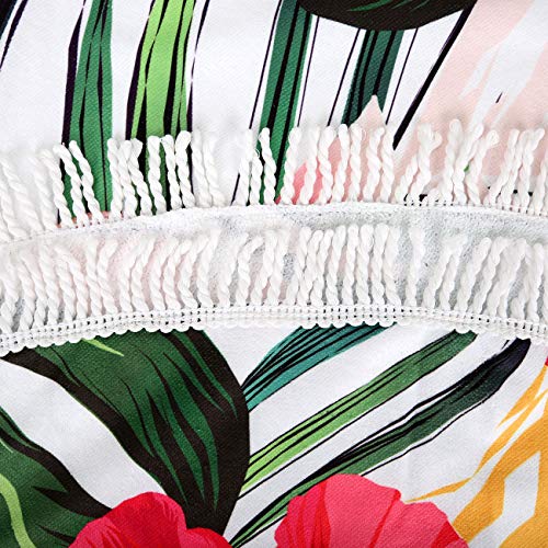 Violet Mist Microfiber Beach Towels Oversized Round Hawaiian Beach Blanket Sand Free Quick Dry Hippie Boho Circle Bath Towel Absorbent Tropical Meditation Rug Yoga Mat Throw Fringe Tapestry 60" TF - color: Tropical Flower3