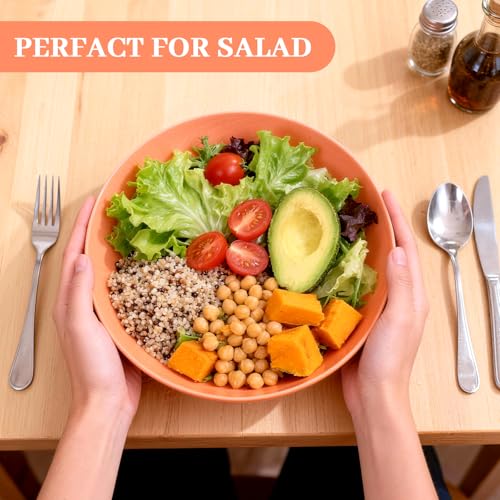 12-Pack 8.6 Inch Plastic Salad Bowls,Lightweight Unbreakable Dinner plates for Daily Use, Microwave & Dishwasher Safe Plates,Plastic Plates for Camping, Outdoor, food, Fruit (Orange) - color: Orange, size: 8.6 Inch