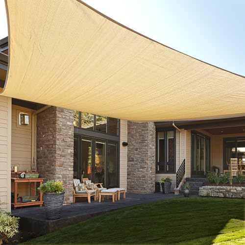 LOVE STORY 7' x 13' Sand Sun Shade Sail Rectangle SS-142 UV Block Shade Canopy Sunshade for Patio Garden Backyard (We Make Custom Size) - color: Sand, size: 0 7' x 1 3'