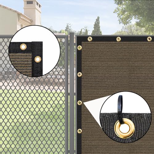 UPGRADE Privacy Screen 3' x 10' Fence Commercial Shade Cover with Brass Grommets Heavy Duty Perfect for Outdoor Back Yard, Brown, Customizable - color: Mocha, size: 0 3' x 1 0'