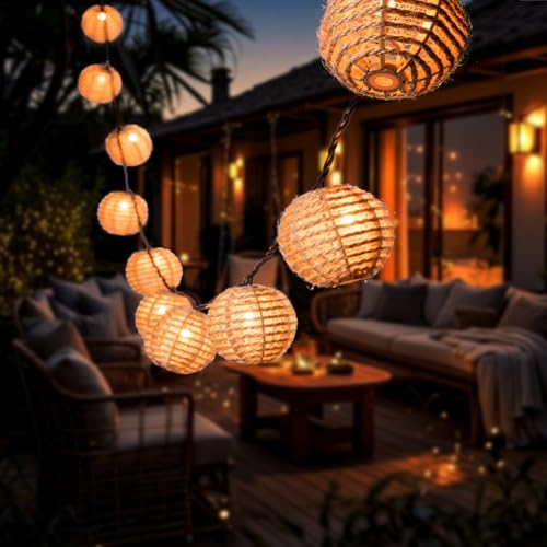 Outdoor-String-Lights-Waterproof, Boho String Lights for Patio, Garden, Porch, Balcony, Gazebo Decorative (Twine Ball) - style: Twine Ball