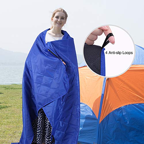 REDCAMP Large Waterproof Stadium Blanket for Outdoor Sports, Soft Warm Fleece Camping Blanket Windproof for Cold Weather, 79"x 59"Blue - color: Blue/Dark Grey 79"x59"
