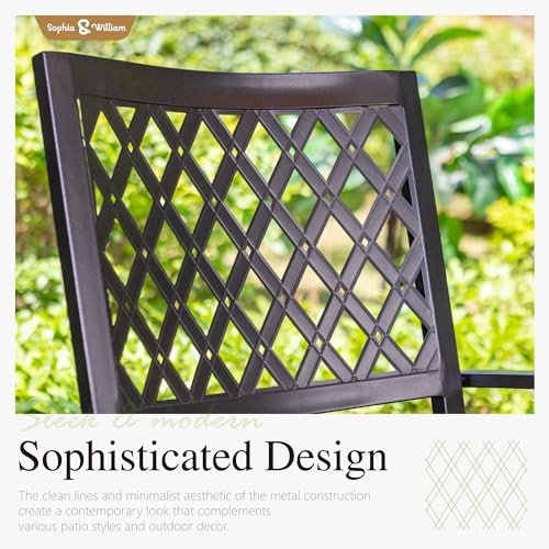 Sophia & William Patio Table and Chairs Set, Outdoor Dining Set for 4, 5 Piece Metal Patio Furniture, 37" Square Table with Wood-Like Tabletop(Geometry) - color: Diamond, size: 37" - Wood-like