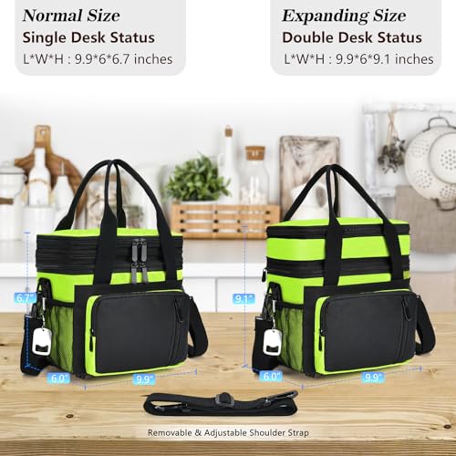 Lunch Box & Lunch Bag for Men Women, Large Insulated Adult Lunch Box, Leakproof Cooler Lunchbox with Bottle Opener for Work Picnic Beach, 16L, Neon Green - color: Lime Green