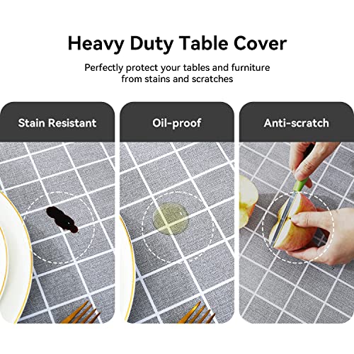 Romanstile Rectangle Vinyl Tablecloth, 100% Waterproof Oil-Proof Checkered Plastic Table Cloth, Heavy Duty Wipeable Table Covers for Dining, Camping, Picnic, Outdoor - 54 x 120 Inch, Grey - color: Grey, size: 54" x 120" (Rectangular)