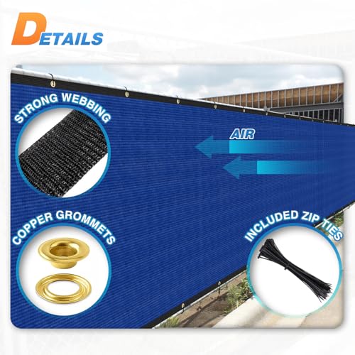 TANG 4' x 12' Privacy Fence Screen Blue Shade Cloth with Grommets, Chain Link Fence Panels Outdoor Mesh Fabric Fencing, Balcony Windscreen Cover,Temporary Garden Fencing for Yard Deck Pool - color: Blue, size: 0 4' x 12'