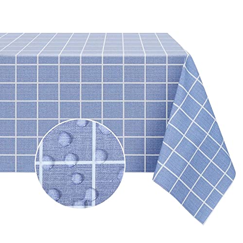 Romanstile Rectangle Vinyl Tablecloth, 100% Waterproof Oil-Proof Checkered Plastic Table Cloth, Heavy Duty Wipeable Table Covers for Dining, Camping, Picnic, Outdoor - 52 x 70 Inch, Blue - color: Blue, size: 52" x 70" (Rectangular)