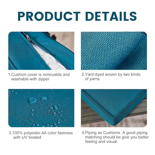 ARTPLAN Deep Seat Outdoor Patio Chair Cushions,2-Piece Seat and Back Cushion Set 24x24x6 and 18x24 Inches,Square,Peacock - color: Peacock