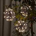 FURORA LIGHTING Hanging Ball Lights Pack of 3-32 Warm White LED, Waterproof, Remote & 6/18 Timer - 5" Globe String Lights for Patio, Garden & Outdoor Decor