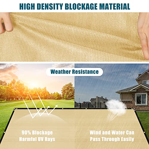UIRWAY Fence Privacy Screen 5ft x 50ft Sand, Heavy Duty 170GSM 90% Visibility Blockage, UV Resistant Outdoor HDPE Fence Covering Windscreen for Chain Link Fence Backyard Garden Patio with Cable Ties - color: Sand, size: 5' x 50'