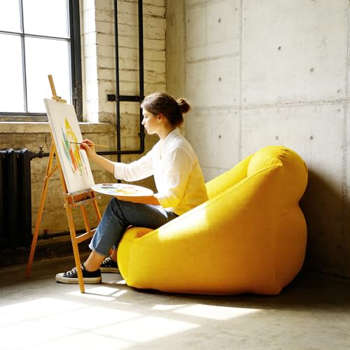 Inflatable Couch Sofa for Adult,Blow Up Chair,Camping Lounger Air Couch for Indoor&Outdoor with Removable Washable Cover (Yellow) - color: Yellow
