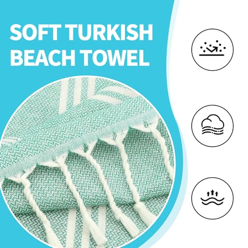 YSYJ 18 Pack Turkish Beach Towel 36 x 71 Inches Beach Towels Soft Lightweight Extra Large Pool Towels Quick Dry Sand Free Turkish Bath Towels Teal - color: Teal, size: 36"x71"- 18 Pack