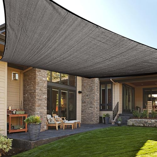 LOVE STORY 6.5/10/12/13/14/16/20 FT Rectangle Dark Grey Sun Shade Sail Canopy UV Block Sail Shade for Outdoor Patio Garden Backyard, 6.5' x 10' Dark Grey - color: Dark Grey, size: 0 6.5' x 1 0'