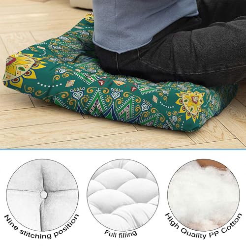 Mandala Meditation Cushion, Boho Meditation Mat, Meditation Pillows for Sitting on Floor, Cushions for Sitting in Home and Outdoor, Square Floor Pillow Cushion Seating for Yoga Accessories 22'' X 22'' - color: 07.mandala Meditation Cushion-1, size: 22x22