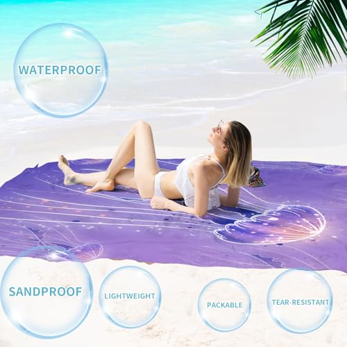 Beach Blanket 78''×110'' Suits 1-7 Adults Waterproof Sandproof Oversized Lightweight Blanket Packable Large Picnic Mat for Beach Travel Camping Picnic Hiking - color: Jellyfish, size: 78''x110''