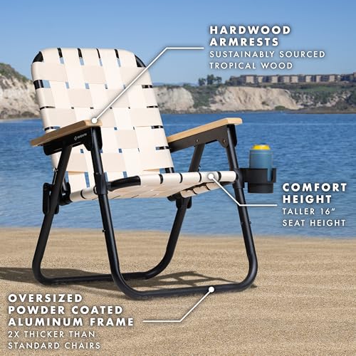 GoSports WOVN Beach Backpack Chair - 9 Styles Available - Premium Folding Camping Chair - color: Natural