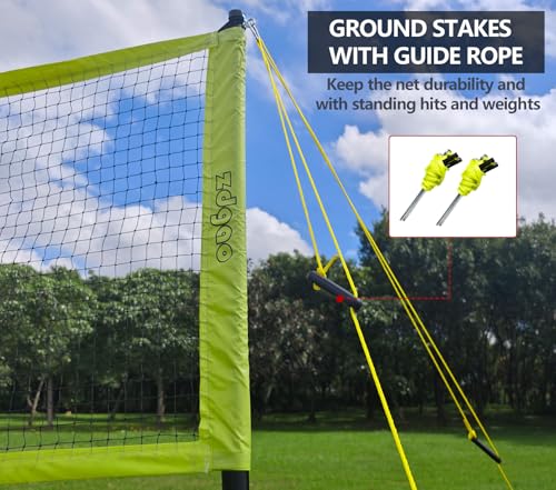 Zdgao Volleyball and Badminton Combo Set for Backyard - 20FT/32FT Volleyball/Badminton Net with Adjustable Height Pole,Anti-Sag System,Volley Ball, Badminton Racquets,Boundary Line and Carry Bag - color: Yellow, style: 20FT Volleyball/Badminton Net
