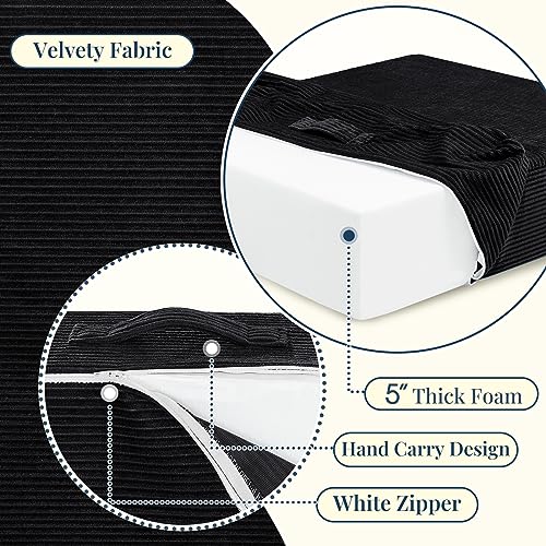 Wellsin Solid Square Floor Pillows for Adults Kids - Large Meditation Floor Pillow Seating Cushion with Thick Foam & Washable Velvet Cover, 1 Pack, 22x22x5 Inch, Black - color: Black, size: 1 Pack (22"x22")