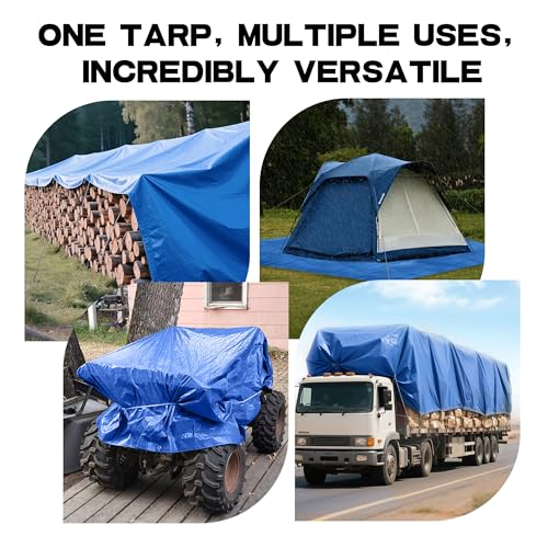 Waterproof Outdoor Tarps Tarpaulin 30 x 50 Feet 5 Mil Thick Camping Tents Poly Tarp for Ice Skating Rink and Ground Pool Blue… - color: 5 Mil Blue, size: 30x50 Ft