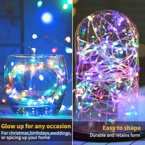 Brightown 12 Pack Multi-Color Fairy Lights Battery Operated - 7ft 20 LED Waterproof Micro Firefly Lights for Christmas Decor, DIY Craft, Wedding Table Centerpieces, Flowers - color: Multicolor, size: 12 Pack
