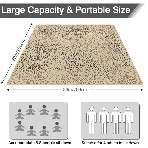Picnic Blankets Waterproof Foldable Extra Large,80"x 80" Outdoor Beach Blanket Sandproof,3-Layer Lightweight Handy Mat Tote Picnic Camping Rugs for Outside Your Rv(Cheetah Leopard) - color: Leopard, size: 6'8" x 6'8" (Rectangular)